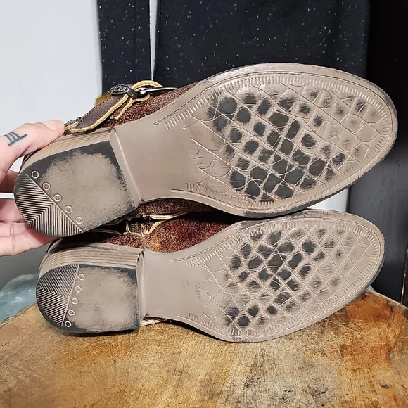 Stylish Brown Ankle Boots with Studded Strap - Picture 6 of 6